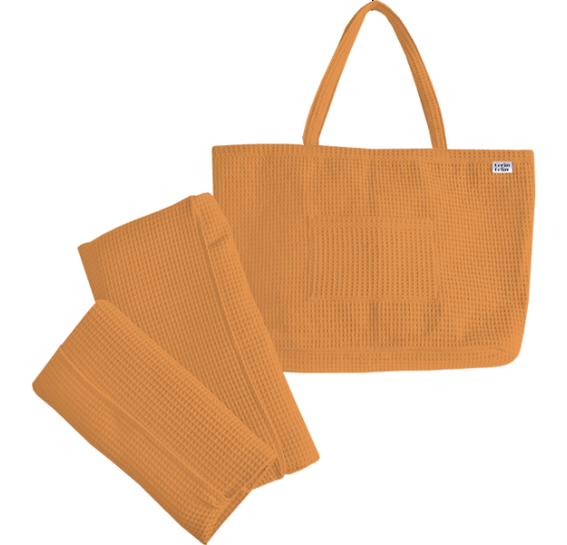 E-shop Levinfelin Plážový set 4, horčicová, (plážová taška a 2 osušky)