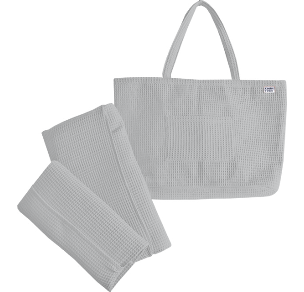 E-shop Levinfelin Plážový set 4, svetlosivá, (plážová taška a 2 osušky)