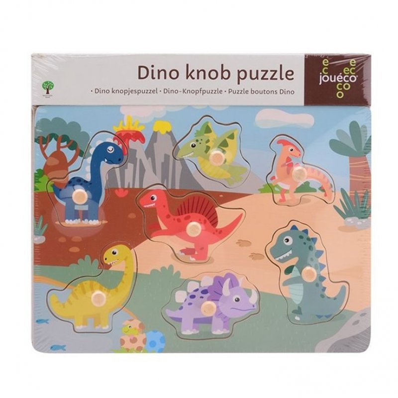 E-shop Jouéco Drevené puzzle s úchytkami Dino I 18m+