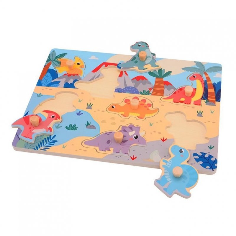 E-shop Jouéco Drevené puzzle s úchytkami Dino II 18m+