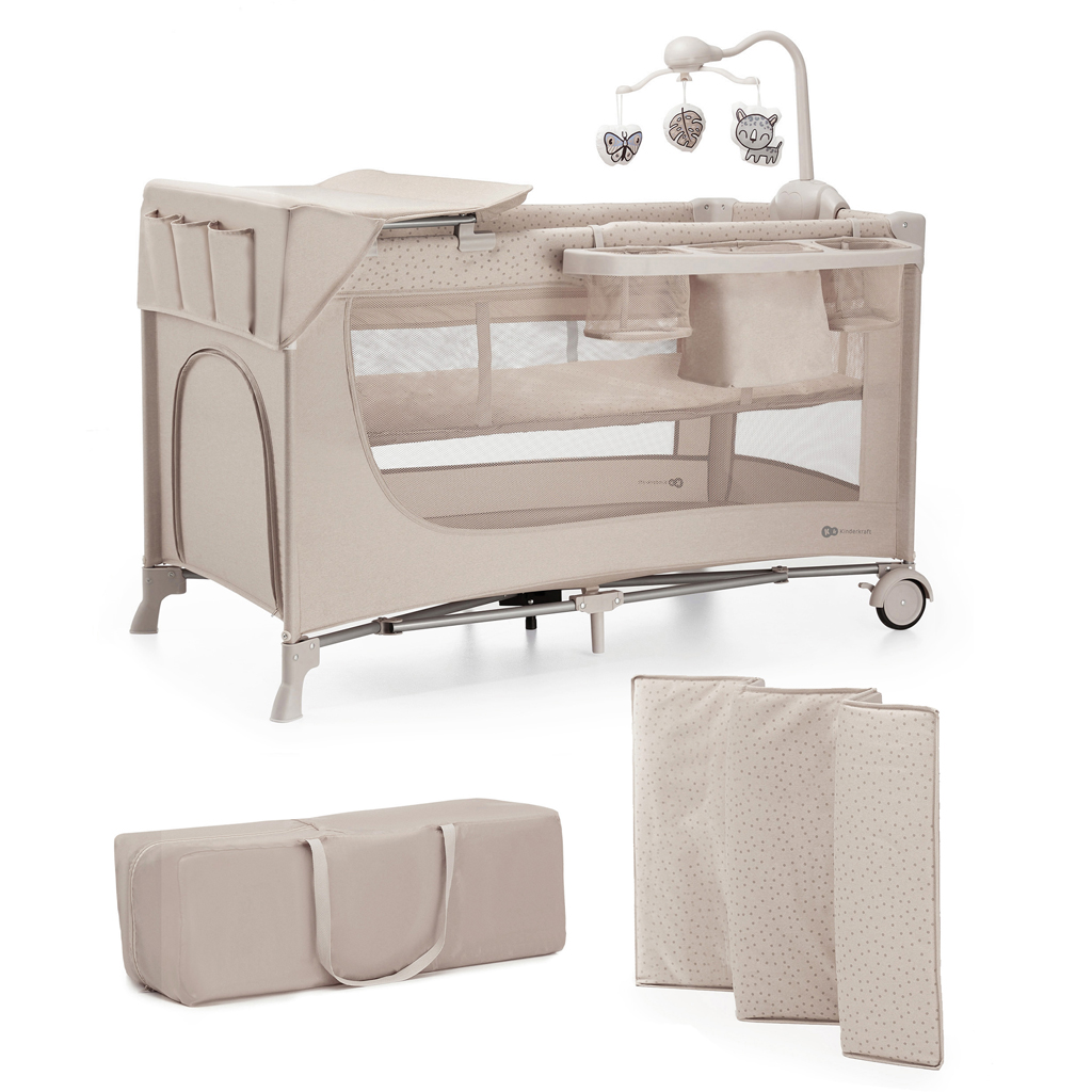 E-shop KINDERKRAFT Postieľka cestovná Joy 2 s doplnkami Beige