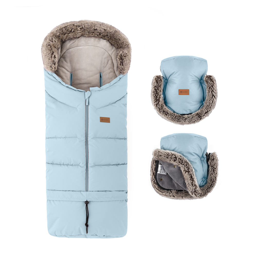 E-shop PETITEMARS PETITE&MARS Set zimný fusak Arctic 4v1 + rukavice na kočík Furry Sky Whisper