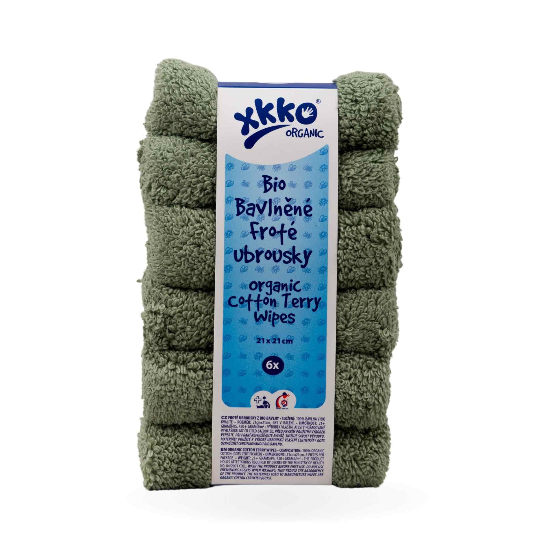 E-shop XKKO BIO bavlnené obrúsky Organic, 21x21 - Granite Green