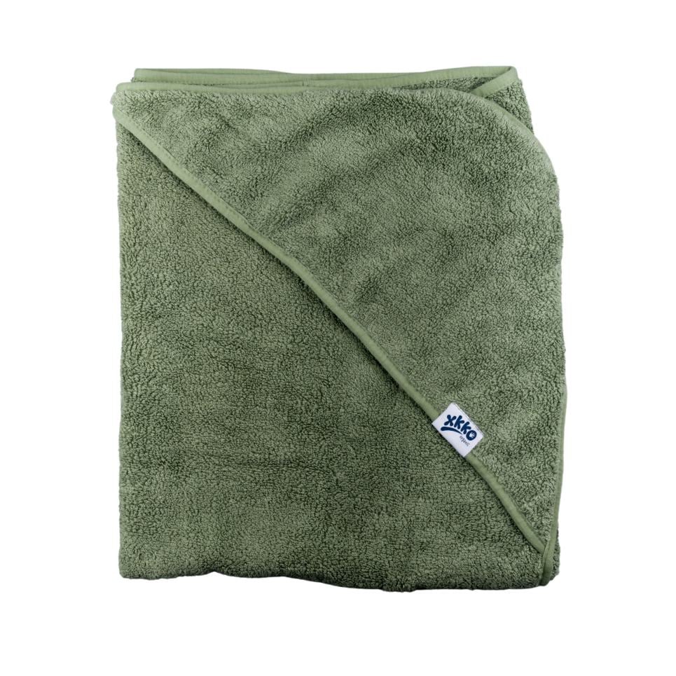 E-shop XKKO Organic BIO Bavlnená froté osuška s kapucňou, 90x90 - Granite Green