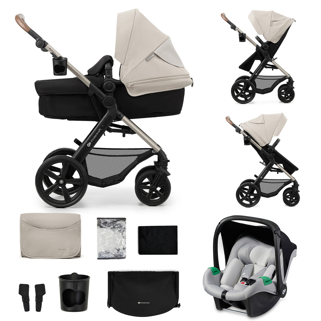 E-shop KINDERKRAFT Kočík kombinovaný Moov 2 3v1 Moonlight Grey - penové kolesá