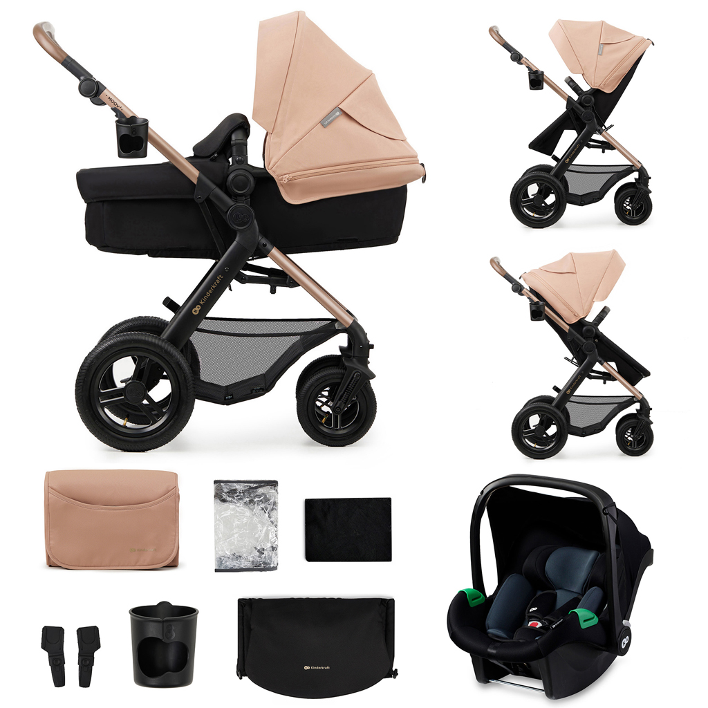 E-shop KINDERKRAFT Kočík kombinovaný Moov 2 Air 3v1 Sand Beige