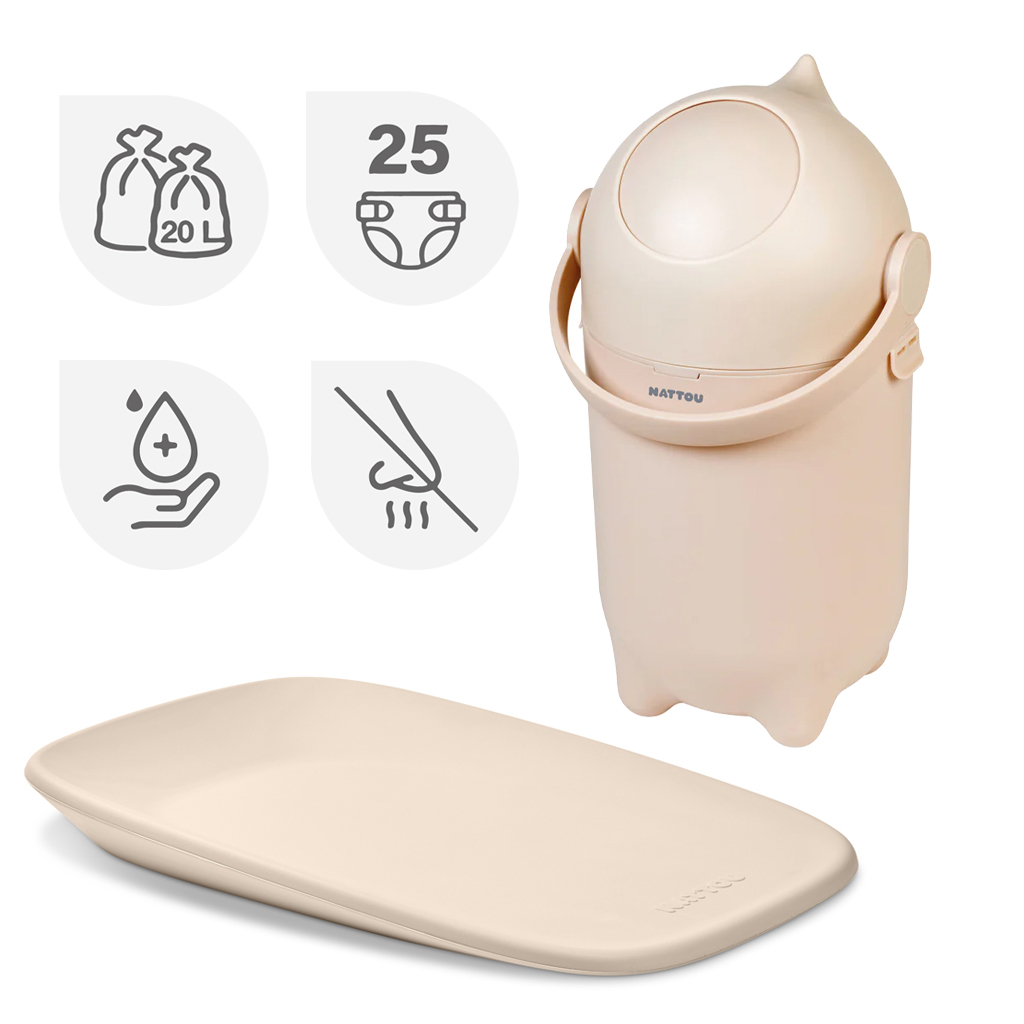 E-shop NATTOU Kôš na plienky Dropy a prebaľovacia podložka Softy Beige 50x70 cm