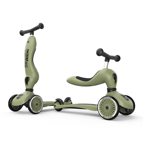 Scoot&Ride kolobežka/odrážadlo HIGHWAYKICK 1 farba:olive