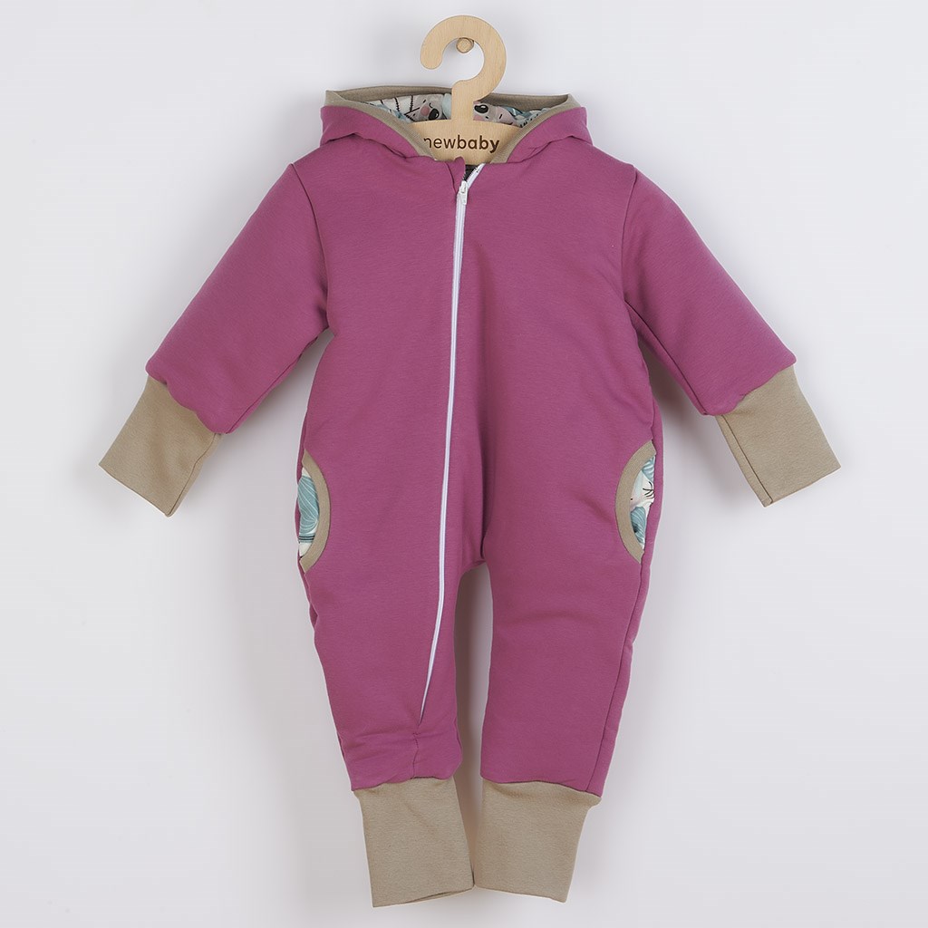 E-shop Zateplený jarný overal s kapucňou New Baby Spring purple-pink, 62 (3-6m) - 47434