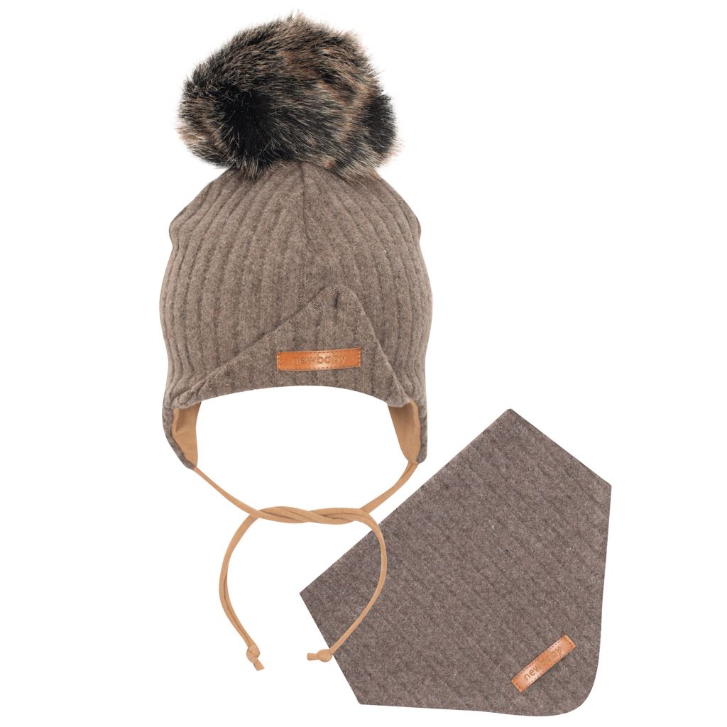 E-shop Jesenná dojčenská čiapočka so šatkou na krk New Baby Special One hnedá, 74 (6-9m) - 49209