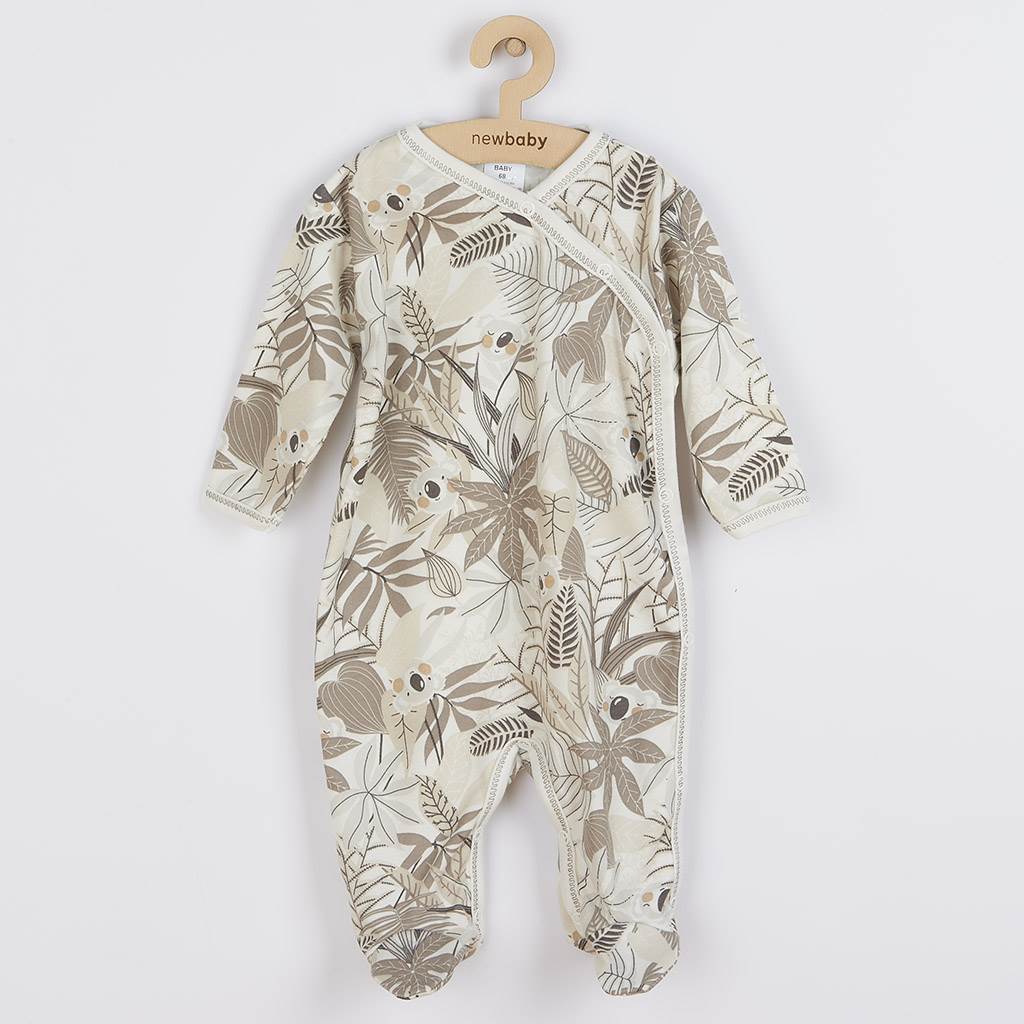 E-shop Dojčenský bavlnený overal s bočným zapínaním New Baby Lovely hnedý, 74 (6-9m) - 49697