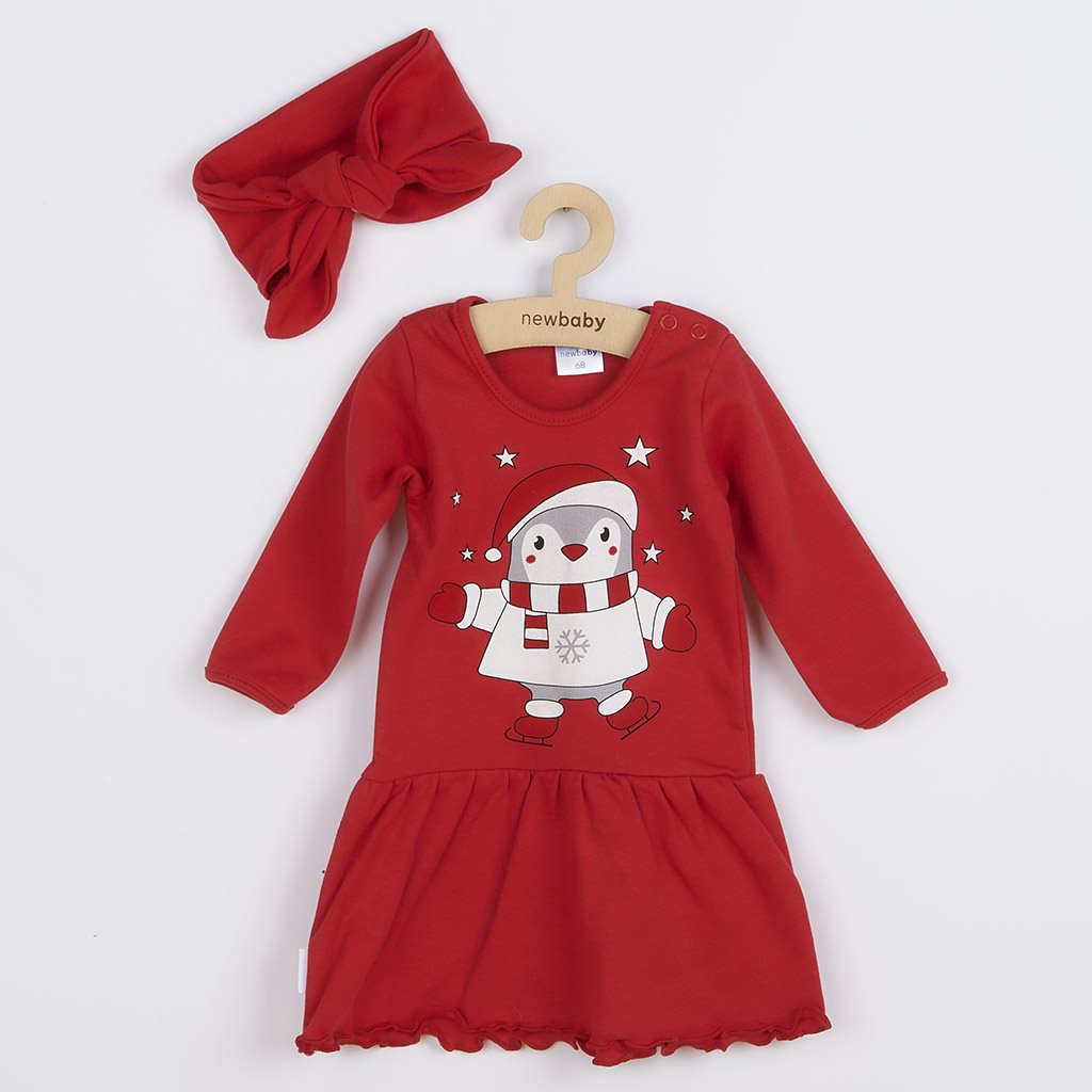 E-shop Dojčenské bavlnené šatôčky s čelenkou New Baby Winter Penguin, 74 (6-9m) - 49885