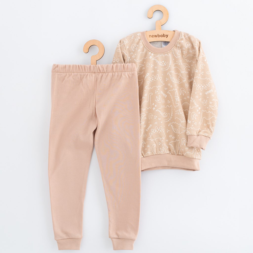 E-shop Detské bavlnené pyžamko New Baby beige dino, 128/134 - 56712