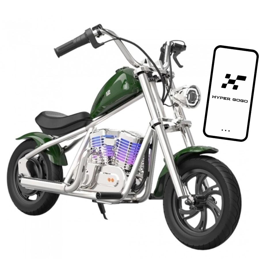 E-shop Hyper Gogo Pioneer C12 APP Detská el. motorka s aplikáciou, BT, RGB podsvietenie, zelená