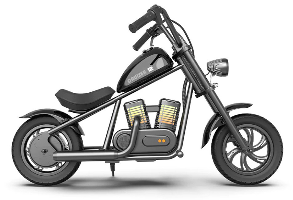 E-shop Hyper Gogo Pioneer C12 Detská elektrická motorka (Chopper), 12" kolesá, čierna