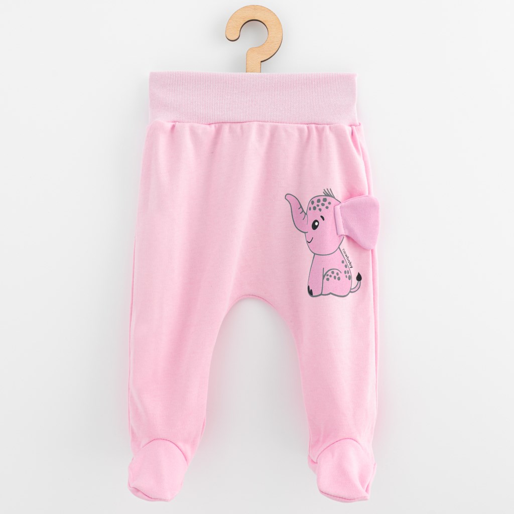 E-shop Dojčenské bavlnené polodupačky New Baby Happy Elephant pink, 56 (0-3m) - 56462