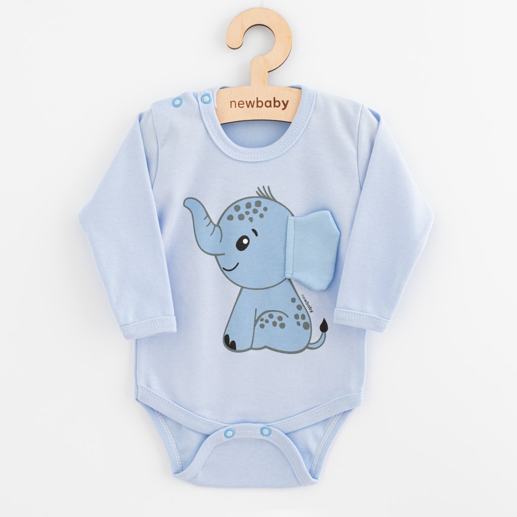 E-shop Dojčenské body s dlhým rukávom New Baby Happy Elephant blue, 86 (12-18m) - 56482