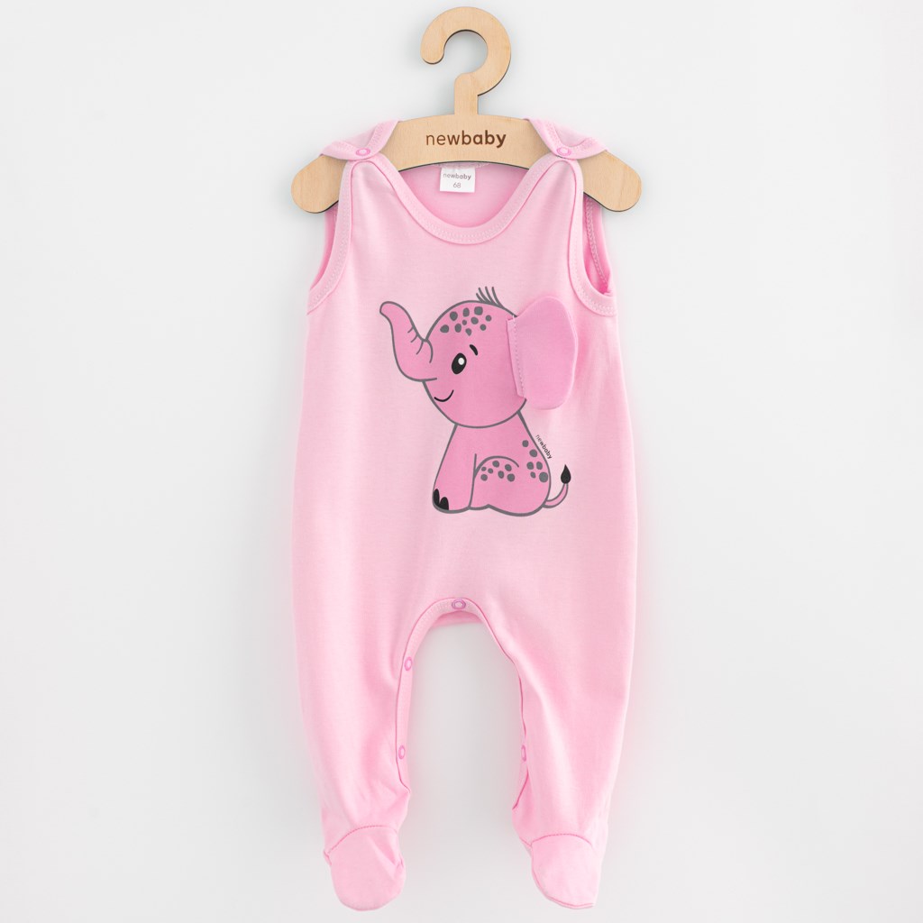 E-shop Dojčenské bavlnené dupačky New Baby Happy Elephant pink, 68 (4-6m) - 56494