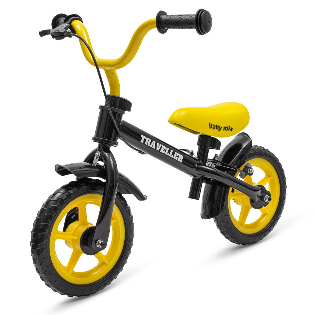 E-shop Detský balančný bicykel s brzdou Baby Mix Traveller čierny - 56305