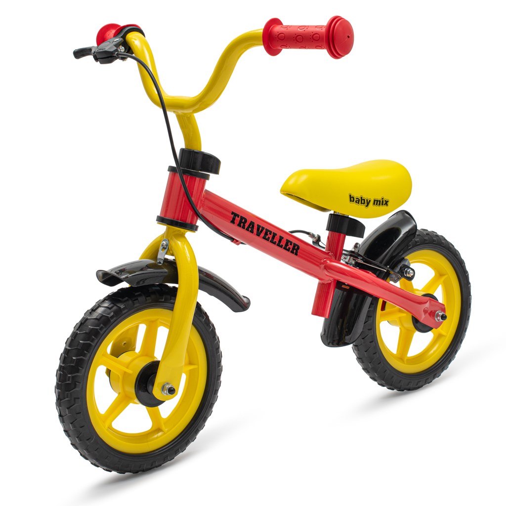 E-shop Detský balančný bicykel s brzdou Baby Mix Traveller červený - 56306
