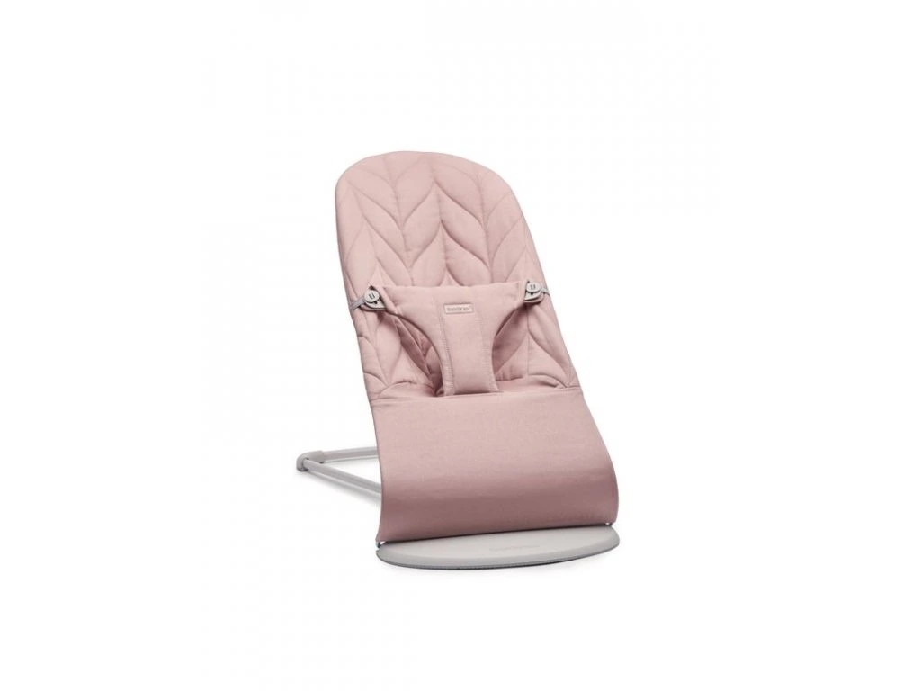 Lehátko Babybjorn Bouncer BLISS Dusty pink Petal Woven, svetlošedá konštrukcia
