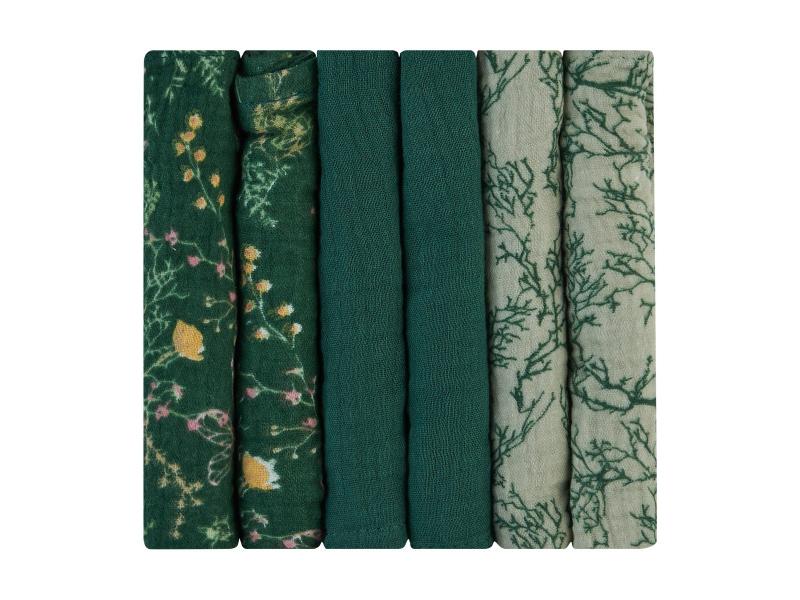 E-shop KikkaBoo Plienky mušelínové 30x30 cm 6ks Secret Garden Green