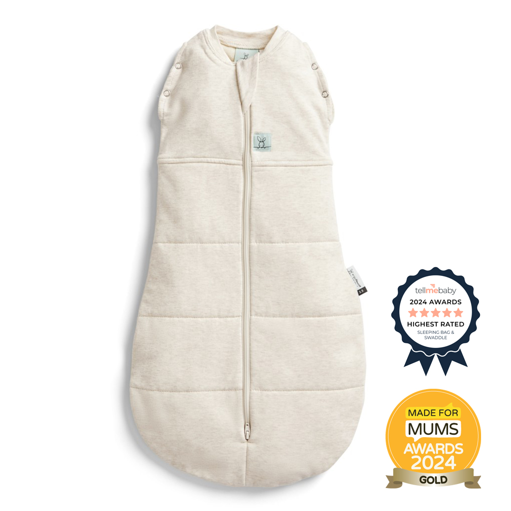 E-shop ERGOPOUCH Zavinovačka a vak na spanie 2v1 Cocoon Oatmeal Marle 0-3 m, 3-6 kg, 2,5 tog