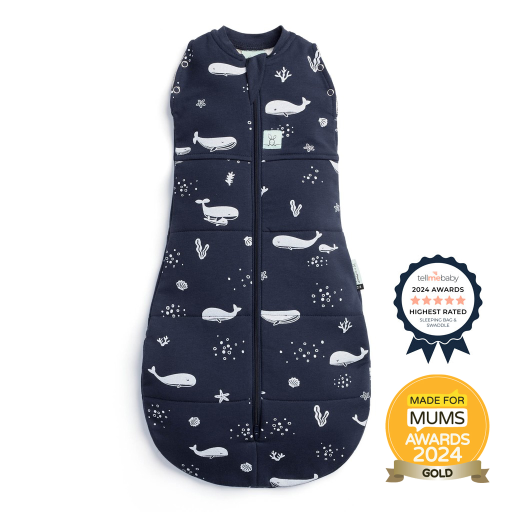 E-shop ERGOPOUCH Zavinovačka a vak na spanie 2v1 Cocoon Whale 0-3 m, 3-6 kg, 2,5 tog