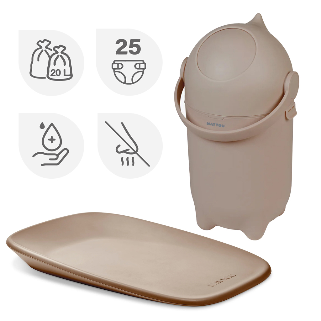 E-shop NATTOU Kôš na plienky Dropy a prebaľovacia podložka Softy Taupe 50x70 cm