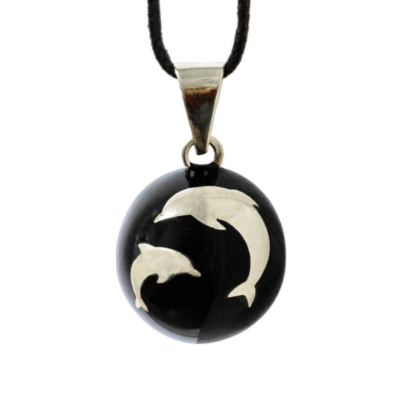 E-shop Bola Tehotenská rolnička ESSENTIALS Black with Silver Dolphins