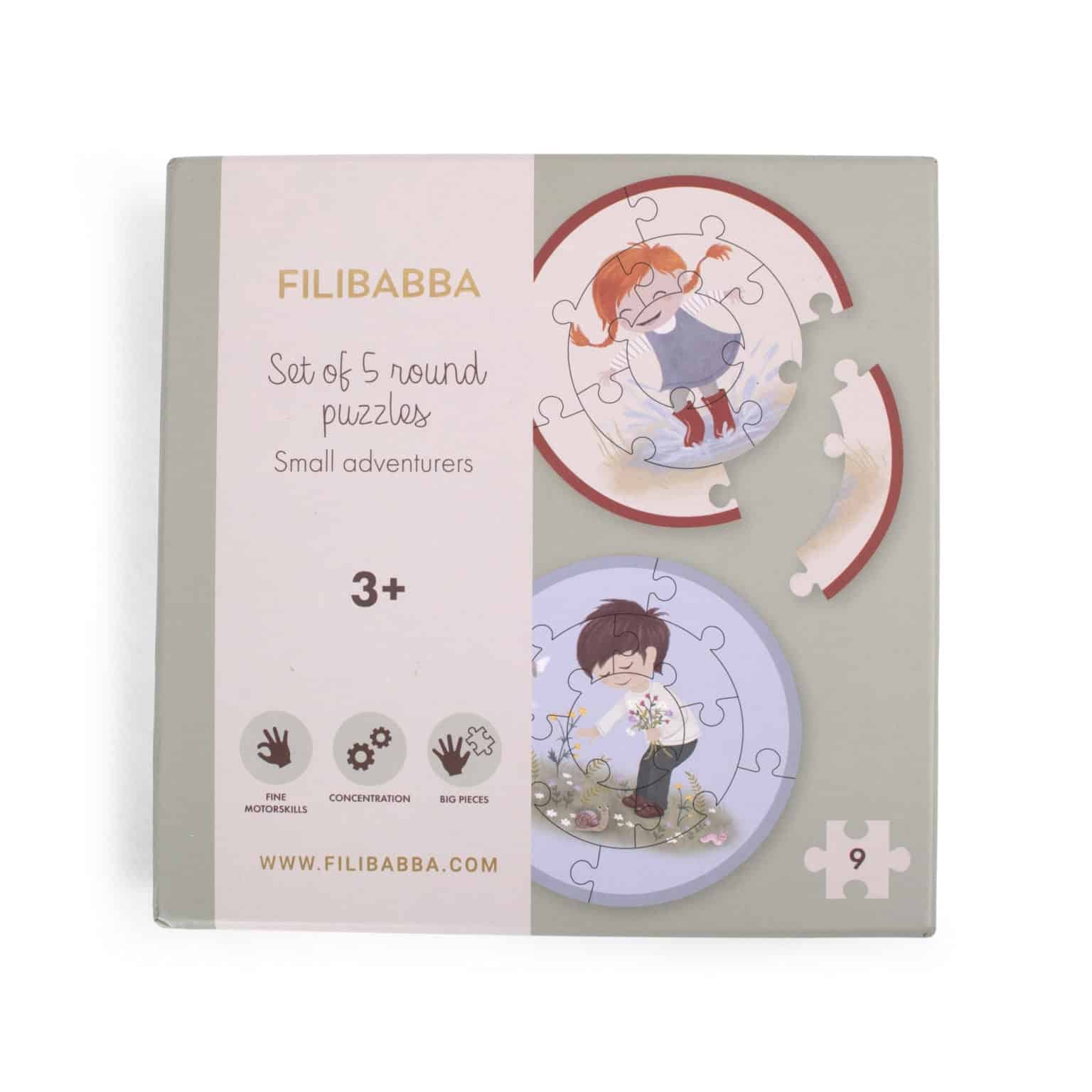 E-shop SET PIATICH OKRÚHLYCH PUZZLE FILIBABBA - SMALL ADVENTURERS