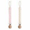 Linen Pacifier Clip 2Pack Blush Cream p