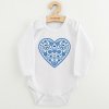 Detské body s potlačou New Baby Ľudový vzor modré srdiečko, 56 (0-3m) - 57366