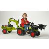FALK Šliapací traktor 2040N Claas Arion 410 s nakladačom, rýpadlom a vlečkou