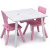 Detský stôl so stoličkami Bielo-ružový