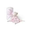 INTERBABY | SET - OSUŠKA froté 100x100 Medvedík spí + PRÍTULKA - ružová
