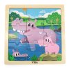 Drevené puzzle pre najmenších Viga 9 ks hrošík - 54592