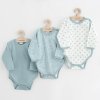 Dojčenské body celorozopínacie New Baby Classic II Dievča 3ks mätová, 56 (0-3m) - 54456