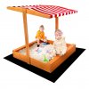 Detské drevené pieskovisko so strieškou Baby Mix 120x120 cm červeno-biele - 56237