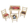 Detský stôl s tromi stoličkami Wood Cars