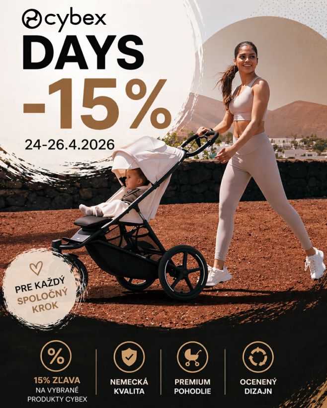 🔥 Už tento víkend sa oplatí prísť! 🔥 Cybex DAYS u nás už tento víkend 24.–26.4.2026 prinesú zľavy až do 💥 15% 💥 na vybrané...