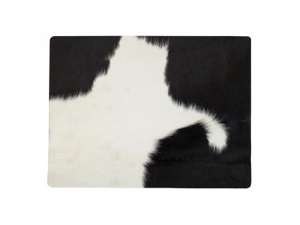 Kožené prostírání s designem kravské kůže, bílo černé 30 x 40 cm
