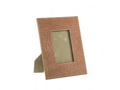 Kožený rámeček na fotografie v designu pštrosí kůže LANCASTER S, beige