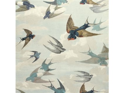 Tapeta CHIMNEY SWALLOWS SKY BLUE, kolekce PICTURE BOOK PAPERS