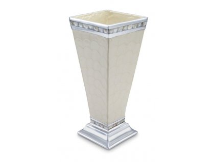 Velká hliníková váza CLASSIC s perleťovou mozaikou, smetanově bílá