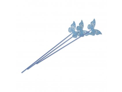 Tyčinky do difuzéru, polyester, modré s motýlem, 3 ks, délka 28 cm
