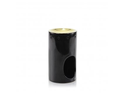 Aromalampa TOWER na vonný olej, černo-zlatá glazovaná keramika