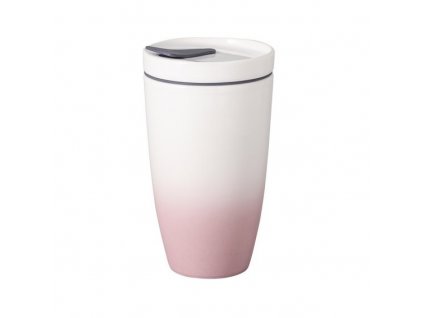Porcelánový termohrnek s víčkem z kolekce TO GO růžový, objem 0,35 litru