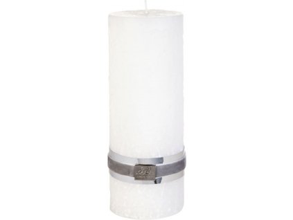 Dekorační svíčka se strukturou kamene, STONE, bílá, velikost L, doba hoření 75 hodin