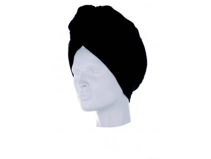 Domácí froté turban na sušení vlasů, černý